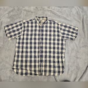 Men's Vintage St John's Bay Blue & Cream Checked Shirt XXL